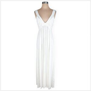 Rachel Pally Long White Empire Waist Sleeveless Modal Stretch Knit Maxi Dress S